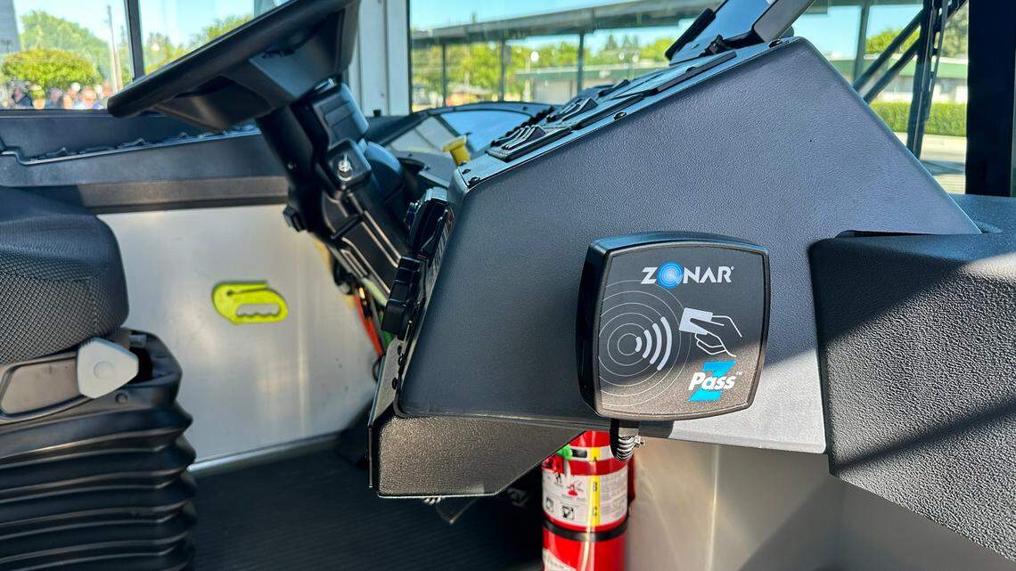Modesto City Schools is having students scan their Zonar Z Passes on card readers as they board and exit school buses.