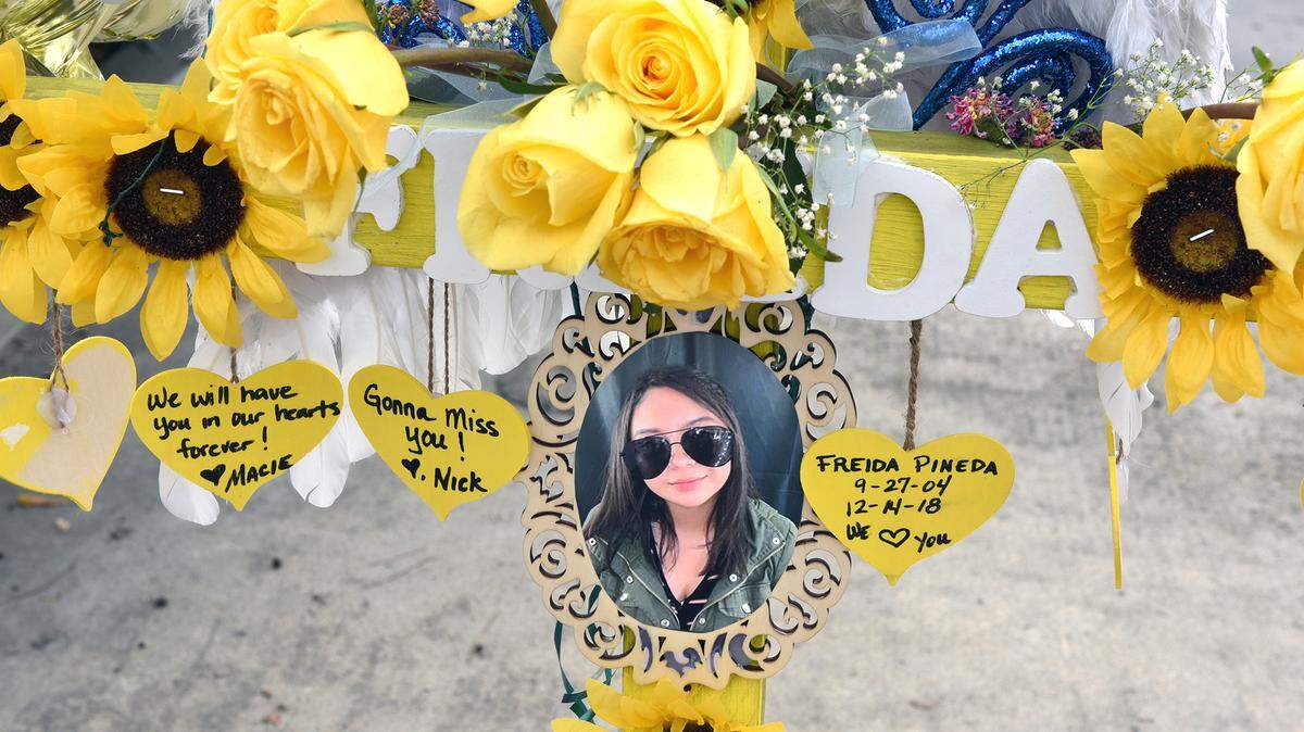A memorial for Dutcher Middle School 8th grader Freida Pineda, a victim in Friday’s fatal crash on the 100 block of Monte Vista Avenue in Turlock, Calif. is pictured on Wednesday December 19th, 2018.
