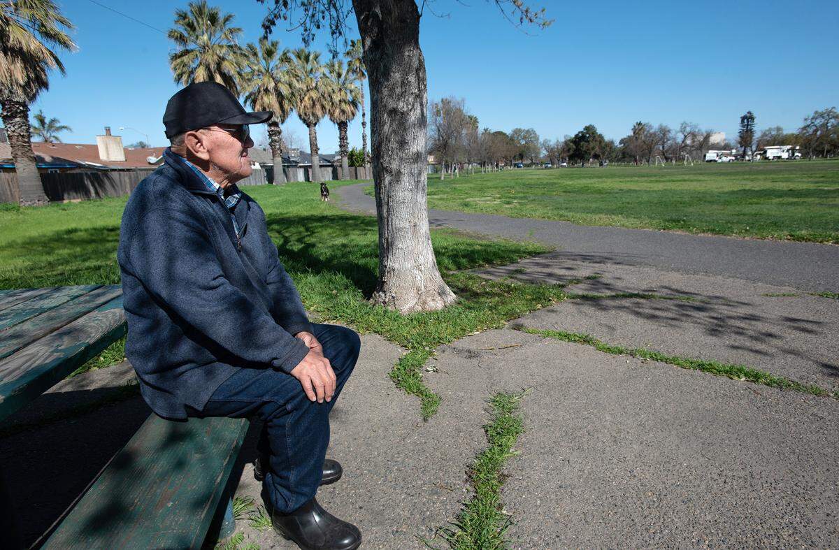 Michael Bolin likes to spend time in the mornings at Mancini Park in Modesto, Calif., Thursday, March 16, 2023.