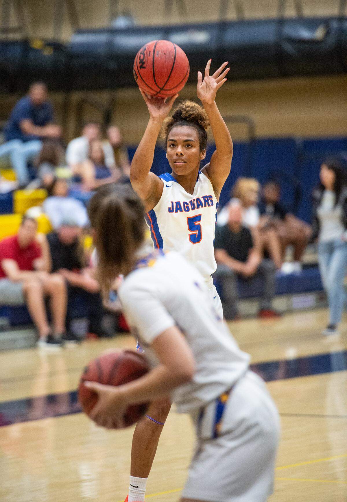 Kimball’s Giana Riley won the 3-point basket shoot out during the Six-County Senior All-Star Basketball Game at Gregori High School in Salida, Friday, May 6, 2022.