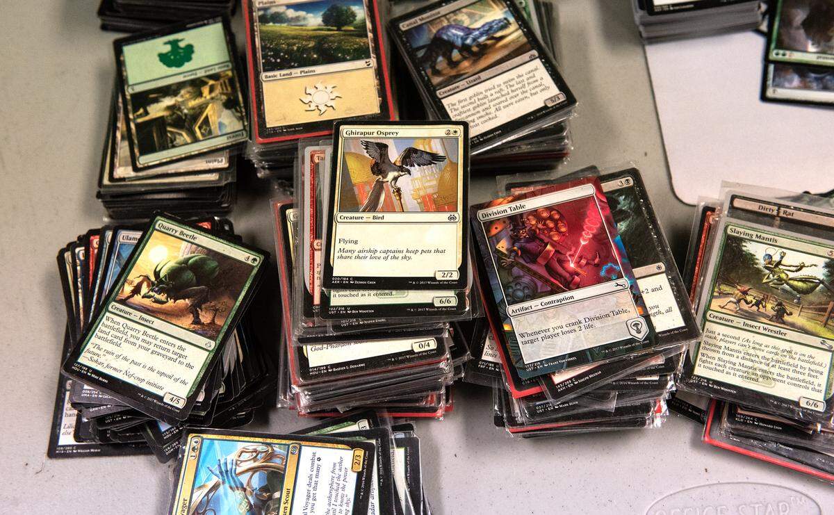 Magic cards in the process of being sorted in the game room at Turlock Comics in Turlock, Calif., on Wednesday, June, 15, 2022.