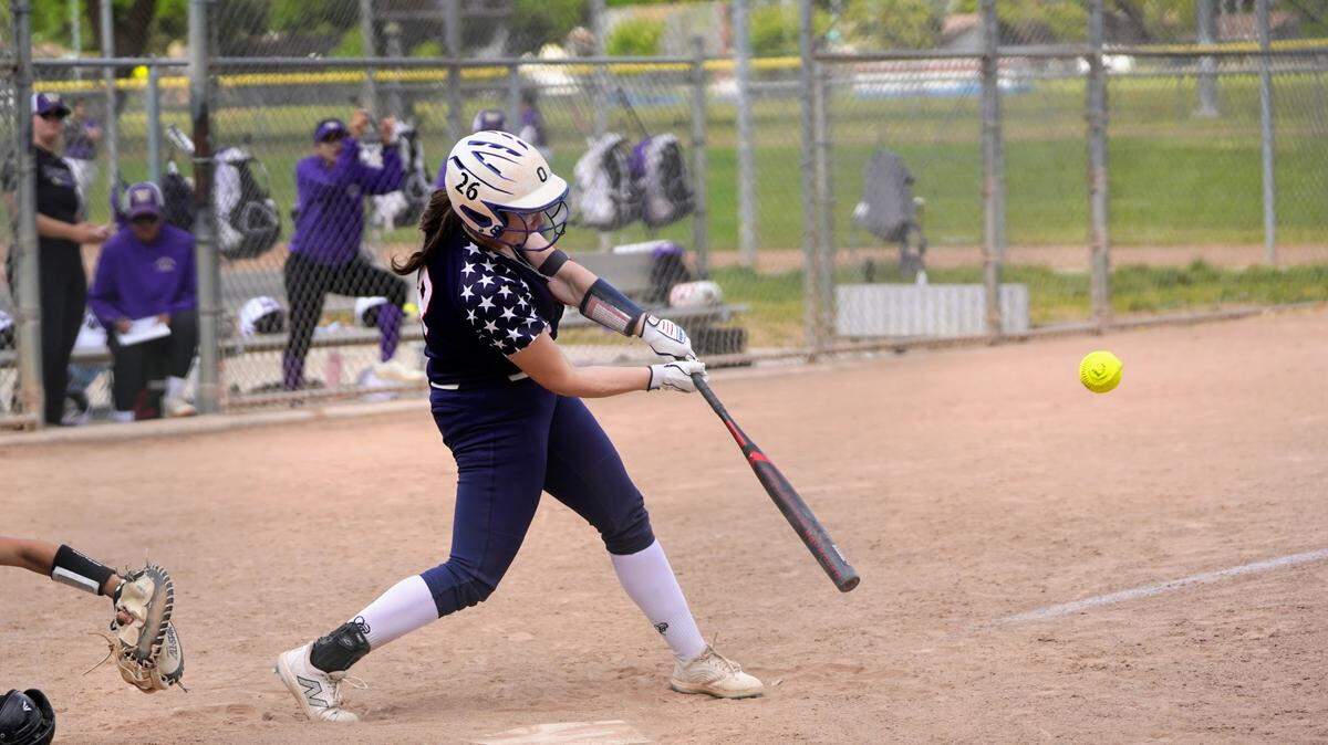 Beyer’s Alanna Verges makes contact with a pitch during a Western Athletic Conference game against Livingston at Beyer Community Park on Friday, April 25, 2025.