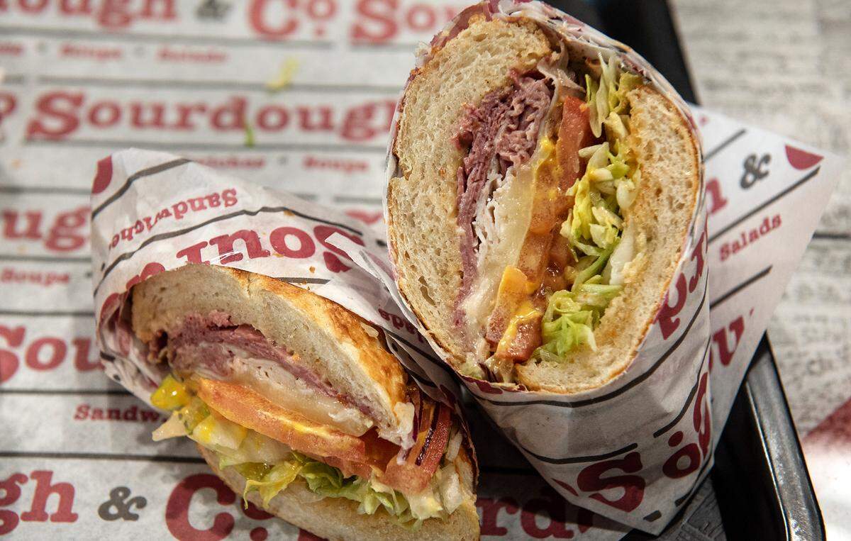 Turkey and Pastrami sandwich at Sourdough & Co. in Turlock, Calif., on Thursday, March 4, 2021.