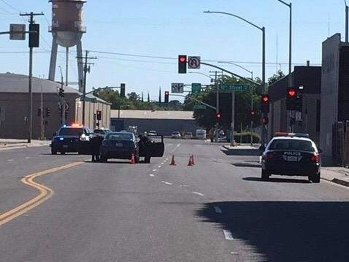 A pregnant woman and her boyfriend were shot Sunday, June 16, 2019 at D and 10th streets downtown after gesturing and yelling at a driver who had cut them off in traffic. The woman’s 4-year-old daughter was unhurt.