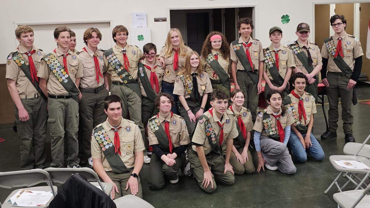 Oakdale’s Troop 43 at a Court of Honor awards ceremony on Feb. 21, 2024.