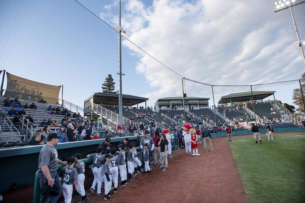 Modesto Nuts opening day game with the Stockton Ports at John Thurman Field in Modesto, Calif., Thursday, April 11, 2019.