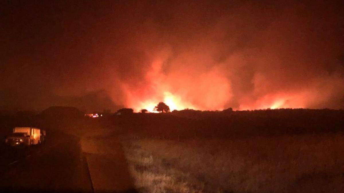 Firefighters battled the Waverly Fire through the night. The blaze began heading south and could be seen from Highway 4.