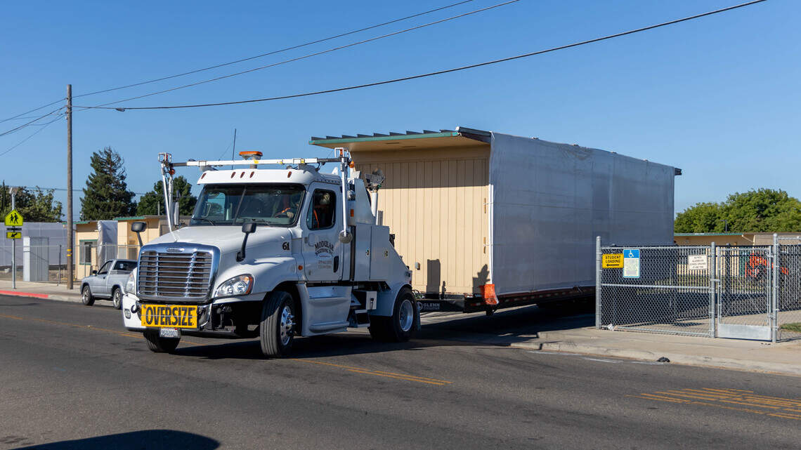 Retired from education, portable classroom now will serve the felines of Oakdale