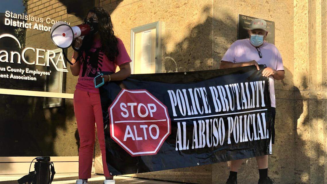 A protest over the deputy-involved shooting that left 16-year-old Xander Mann dead was held in downtown Modesto outside the office of Stanislaus County District Attorney Birgit Fladager on 12th Street on Friday, June 4, 2021.
