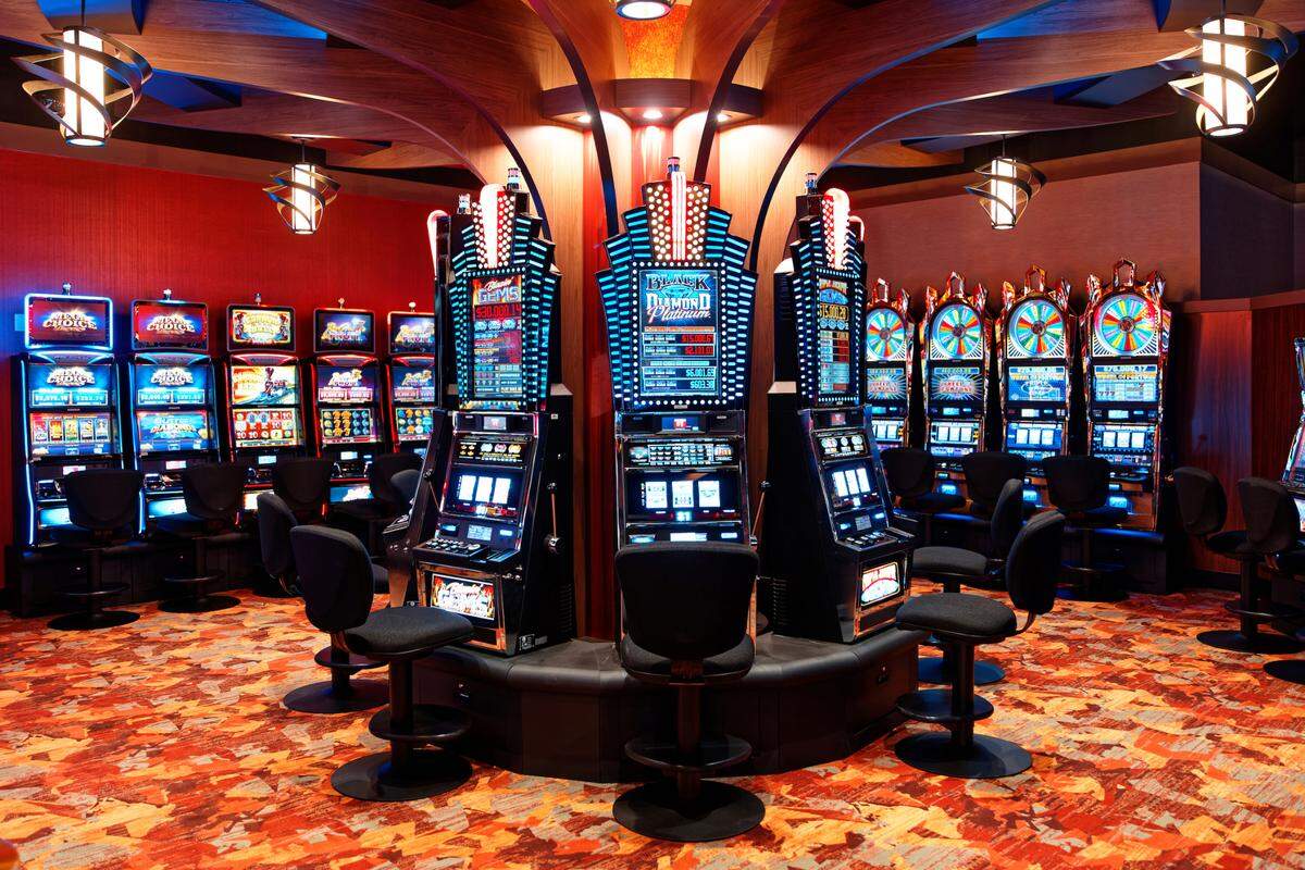 Slot machines inside Chicken Ranch Casino in Jamestown, Calif.