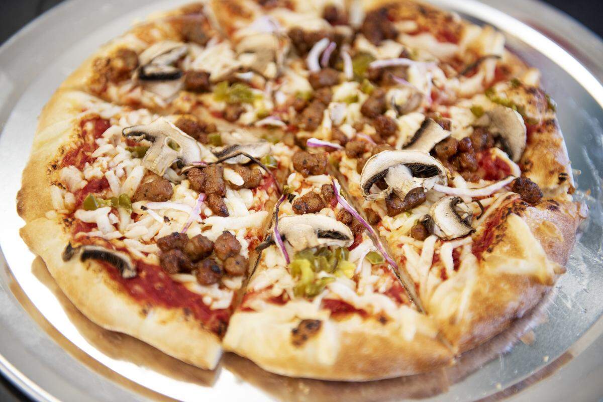 Vegan pizza at Pizzeria Halt in Modesto, Calif., on Tuesday, Jan. 21, 2020.