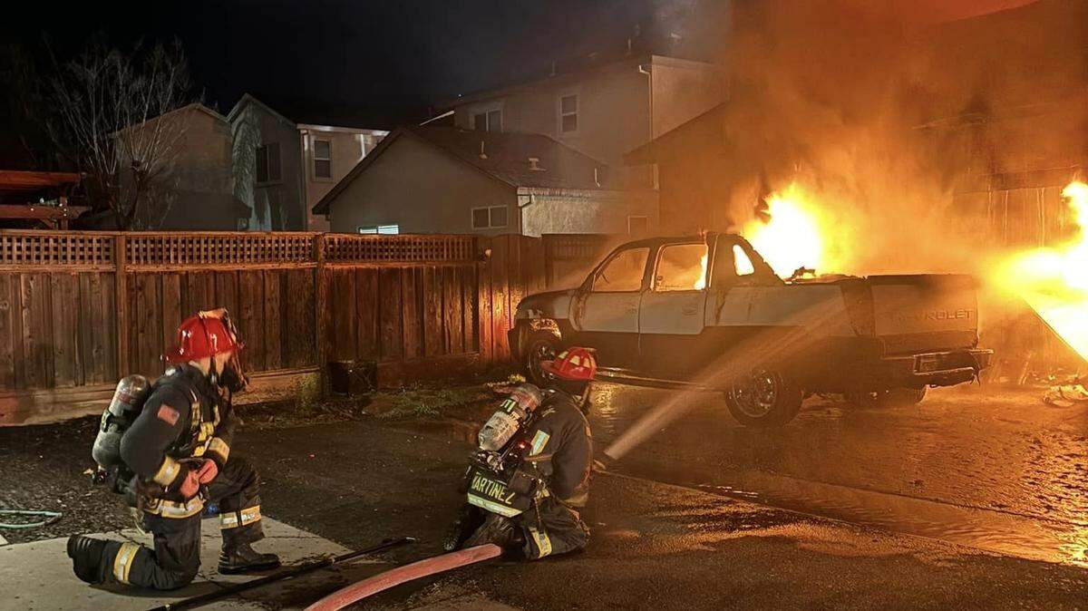 Firefighters respond to a structure fire at a single-family home on the 4100 block of Ivory Lane in Turlock on Tuesday, Jan. 9, 2024.