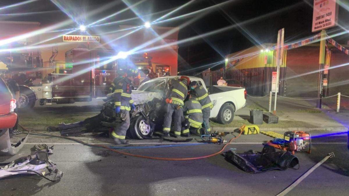 One Modesto man faces DUI charges and another suffered major injuries in a crash on Maze Boulevard near L Street in Modesto on Wednesday night, March 24, 2021.