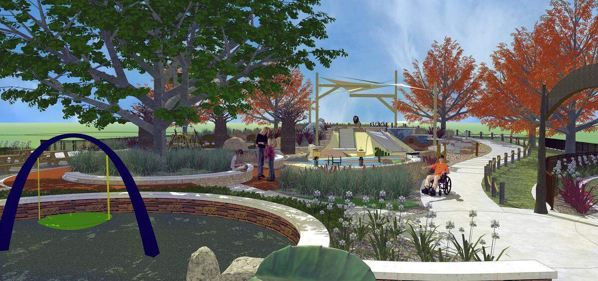 Conceptual illustration for The Awesome Spot inclusive playground to be constructed at Beyer Community Park in north Modesto.