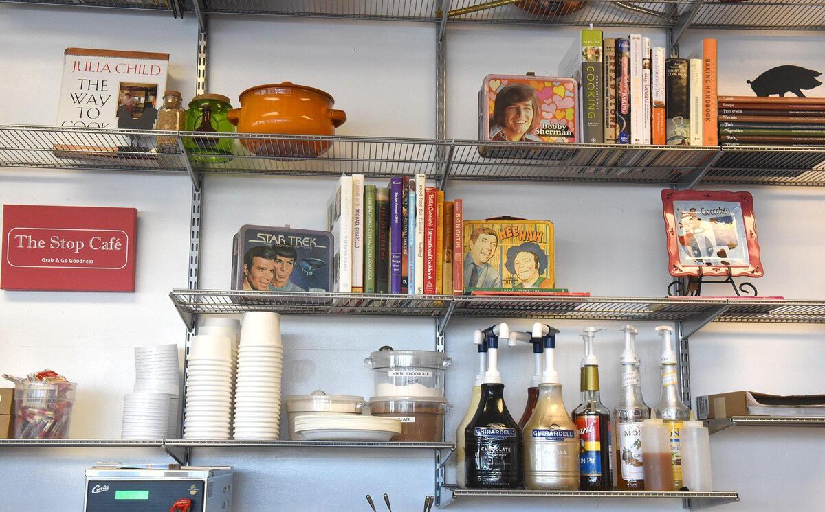 Memorabilia and items from the Lunch Pail are pictured on shelves behind the front counter at Stop Cafe on Tuesday morning September 10, 2019 in Modesto, Calif.