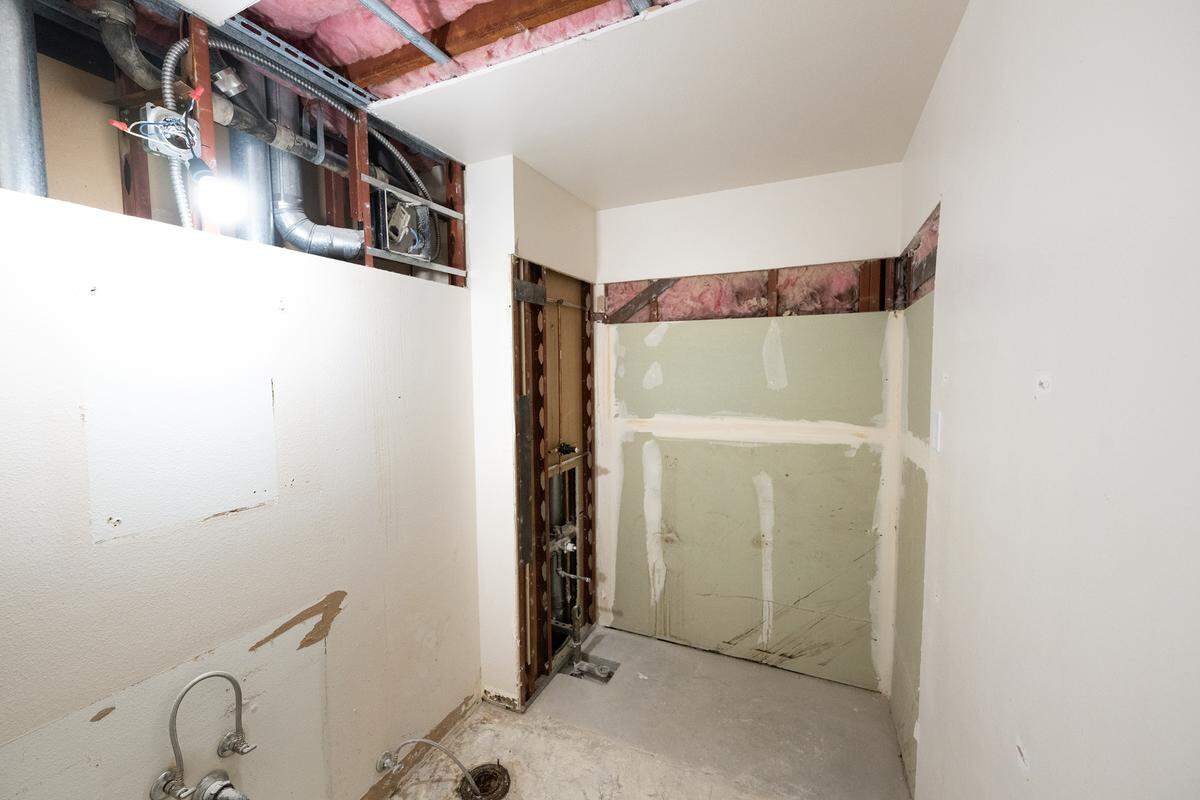 Bathrooms are being completely redone as part of a $17.25 million renovation project at Marple Manor senior housing complex in Modesto, Calif., Friday, Nov. 17, 2023. The project is scheduled to be completed by 2025.
