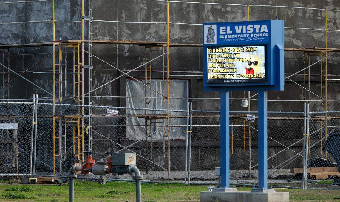 Improvements at El Vista Elementary school are underway in Modesto, Calif., Wednesday Jan. 17, 2024.
