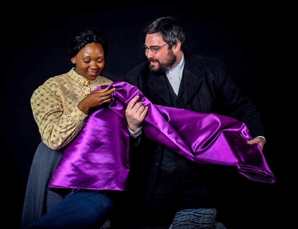 Jasmine Rush and Jerry Lee prepare for Sierra Repertory Theatre’s Intimate Apparel. The production will be at the East Sonora Theatre October 12-28.