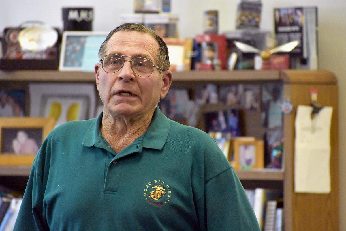 Bill Bayha speaks to students in English teacher Kerry Castellani’s first-period class at Modesto High School. Thursday, March 7, 2019, was the annual Day of Respect at the downtown Modesto, Calif. campus.