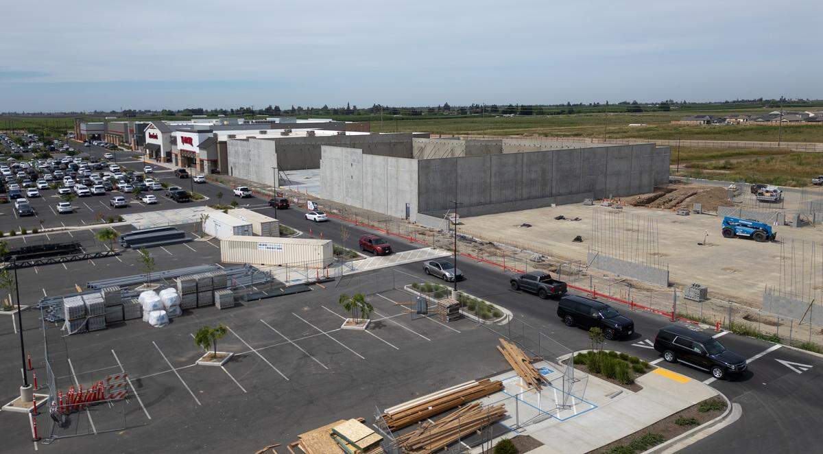 Construction of a Hobby Lobby and Trader Joe’s stores are under way at Crossroads West shopping center in Modesto, Friday, March 27, 2026. 