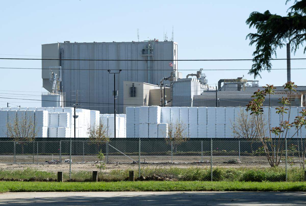 The Gallo Glass plant is seen from Mono Park in Modesto, Calif., Tuesday, April 2, 2024.