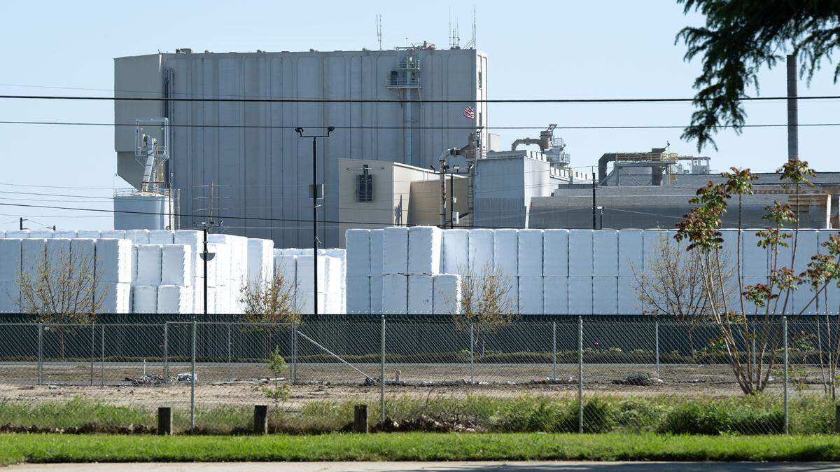 Gallo glass plant seen from Mono Park in Modesto, Calif., Tuesday, April 2, 2024.