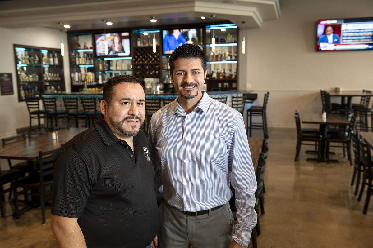 Owners Ramon Rosillo, left, and Carlos Blanco at Primos Restaurant and Tequila Bar in Ripon, Calif., on Tuesday, Jan. 7, 2020.