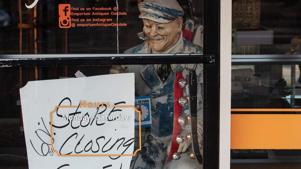 Emporium Antiques in downtown in Oakdale, Calif., Friday, Dec. 18, 2020.