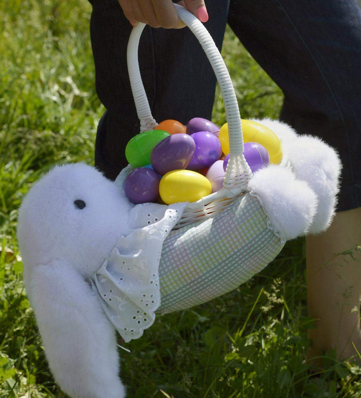 A basket is filled with seasonal treasures during a past year’s Easter egg hunt in Modesto.