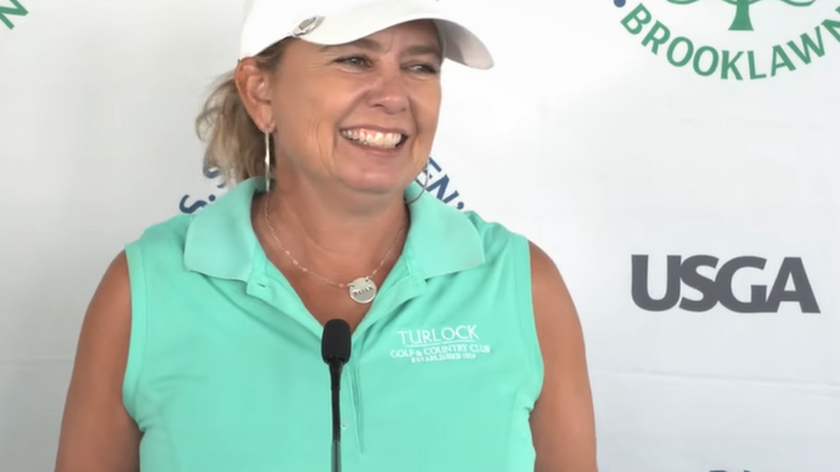 Dana Ebster during a Thursday press conference at the U.S. Senior Women’s Open in Fairfield, Connecticut.