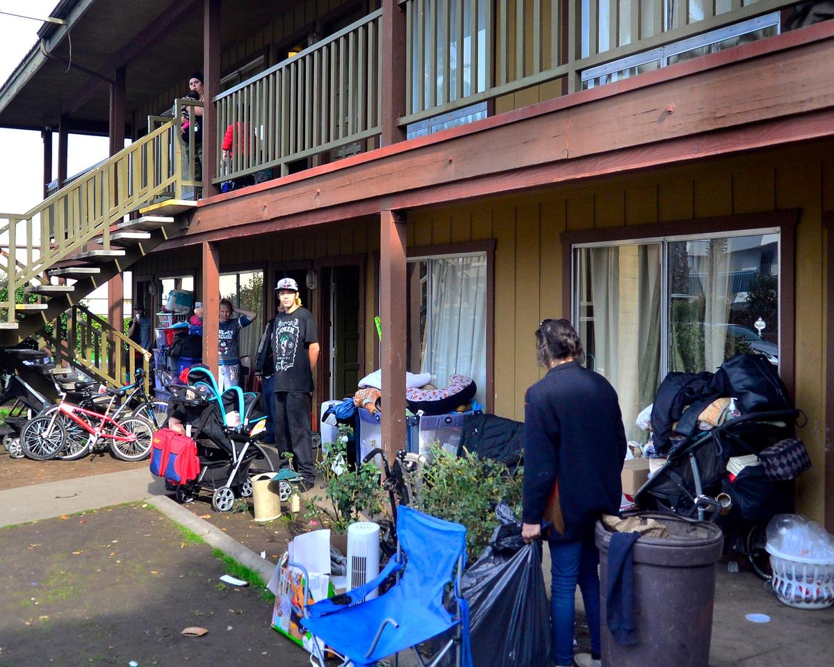 Residents at the Budgetel Inn & Suites on McHenry ave vacate the property after being evicted by the hotel due to the business’s closure on January 26, 2019 in Modesto California.