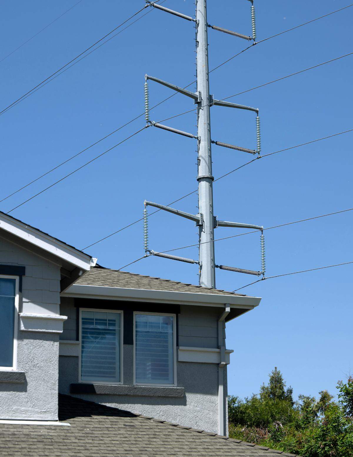 Electric transmission lines in Oakdale, Monday, May 5, 2025.