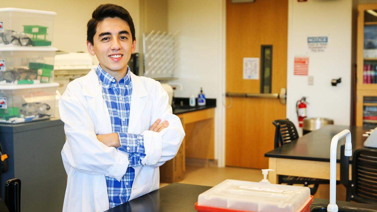 Angel Avalos, a senior at California State University, Stanislaus, in Turlock, received a TrusteesÕ Award for Outstanding Achievement in September 2019.