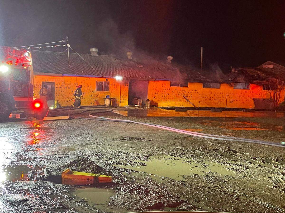 A fire late Sunday night, Feb. 26, 2023, at Dutch Hollow Farms in Modesto killed several animals and destroyed the sales barn, where people enter the farm and pay their admission, said one of the business’s managers, Amy Crabtree.