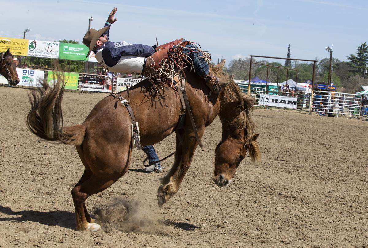 Competition during the Oakdale Rodeo's 68th year in 2019. 