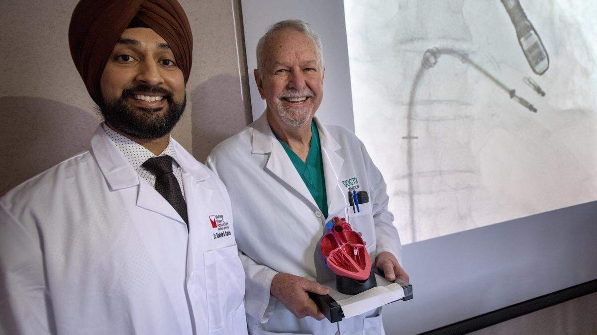Cardiac surgeons Dr. Talwinderdeep Kahlon, left, and Dr. James MacMillian, right, at Doctors Medical Center in Modesto in Modesto, Calif., Wednesday, Dec. 19, 2018. The hospital is now offering transcatheter mitral valve repair as part of their cardiac program.