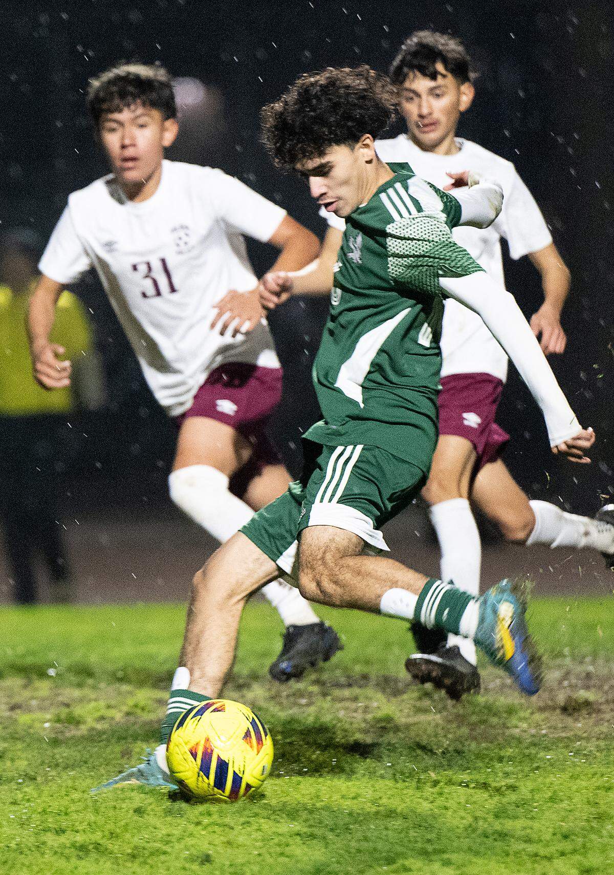 Central Valley’s Diego Ochoa scored the game winning goal in the Central California Conference game with Golden Valley at Central Valley High School in Ceres, Calif., Tuesday, Jan. 16, 2024. CV won the game 4-3.