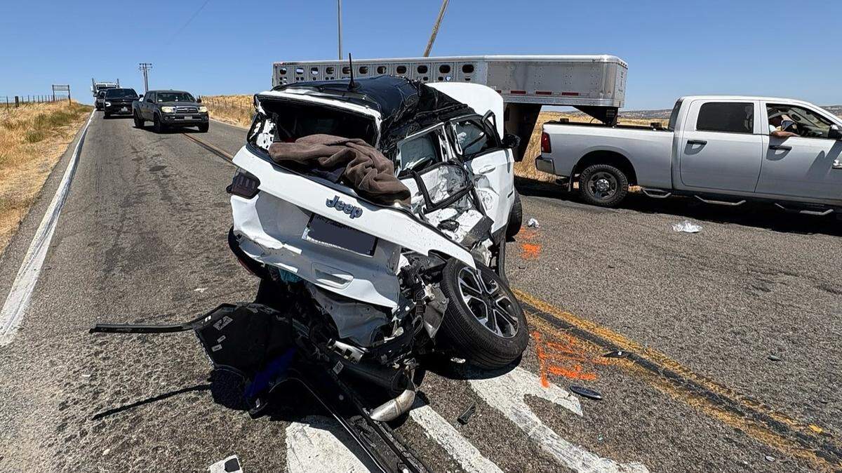 A three-vehicle collision at Milton Road and Highway 4 injured two people at noon on Friday, Aug. 8, 2025.