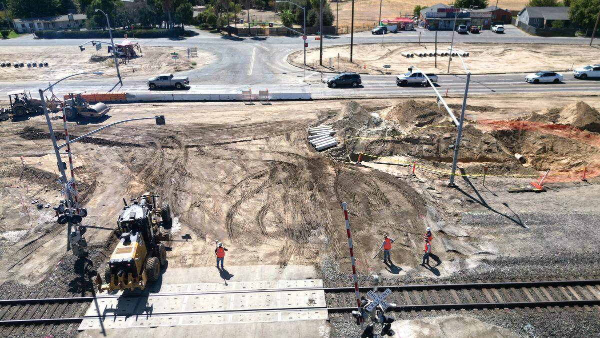 Construction is underway on Golden State Boulevard in Turlock, Tuesday, Sept. 16, 2025. 