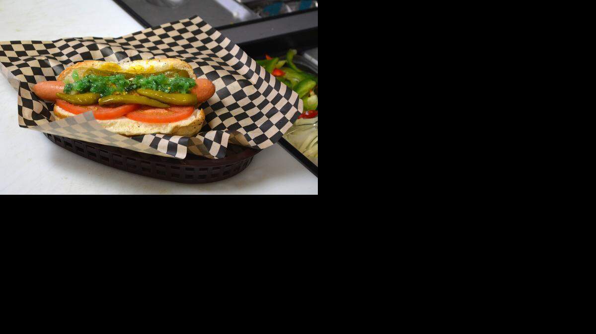  The Chicago-style hot dog is a specialty of Sark’s City Grill on Carpenter Road in Modesto. 

