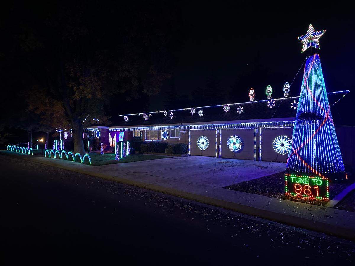 A house on 3313 Bridgeford Lane in Modesto has over 30,000 LED lights choreographed to music.