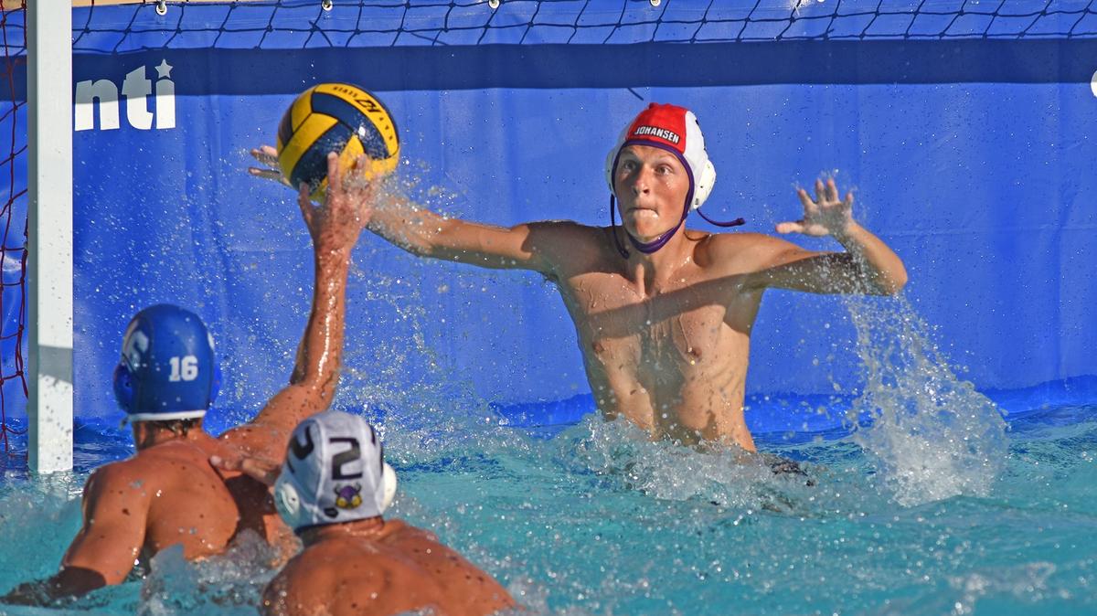 Johansen High’s goalkeeper Jarod Honberger prepares to defend Wednesday Sept. 26, 2018 during a water polo match against Beyer High School at Beyer in Modesto, Calif.
