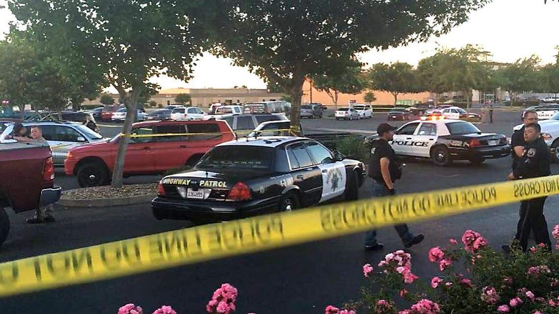 Turlock police are at the scene of a shooting in Turlock on the 2200 block of West Main Avenue that left one person dead and another wounded on Tuesday, June 7, 2016.