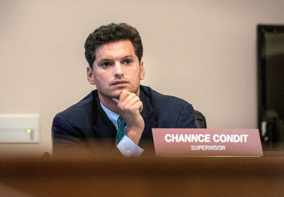Stanilaus County Supervisor Channce Condit during county supervisors meeting in Modesto, Calif., on July 13, 2021.