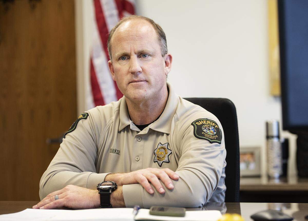 Sheriff Jeff Dirkse speaks to The Bee at the Stanislaus County County Sheriff’s Department in 2020.