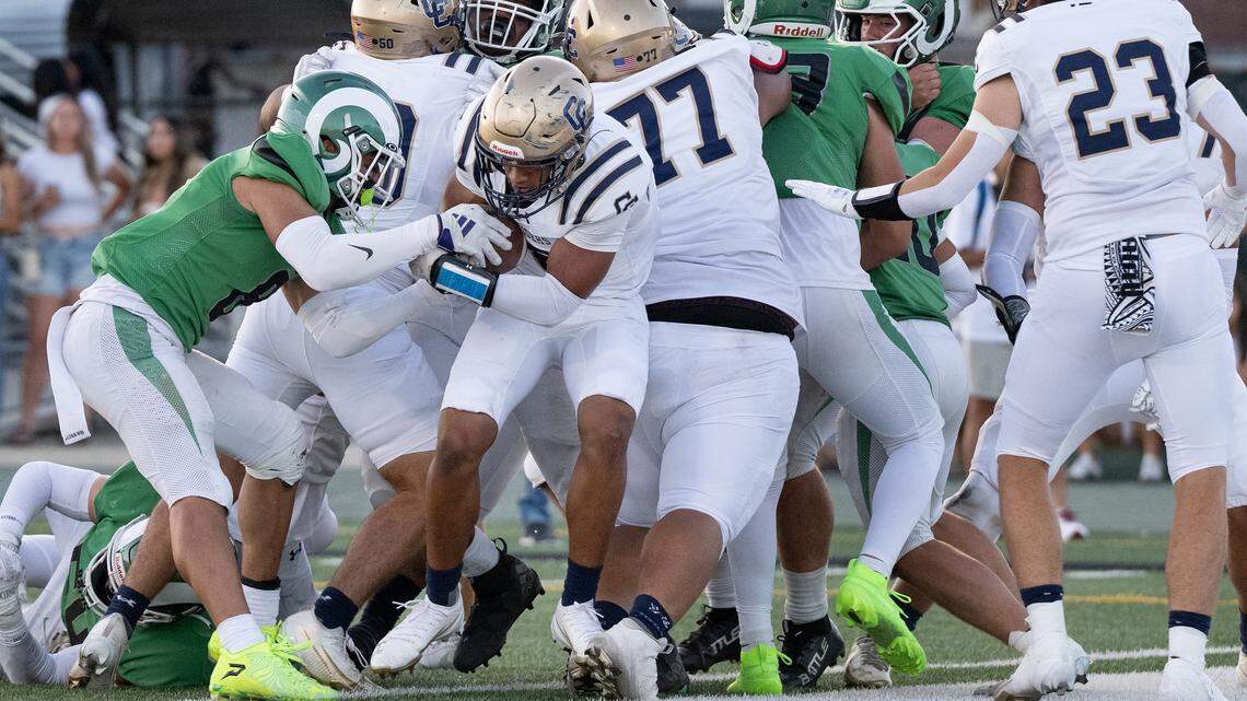 Central Catholic scores on a run during the nonleague game with St. Mary’s at St. Mary’s High School in Stockton on  Friday, Aug. 29, 2025.