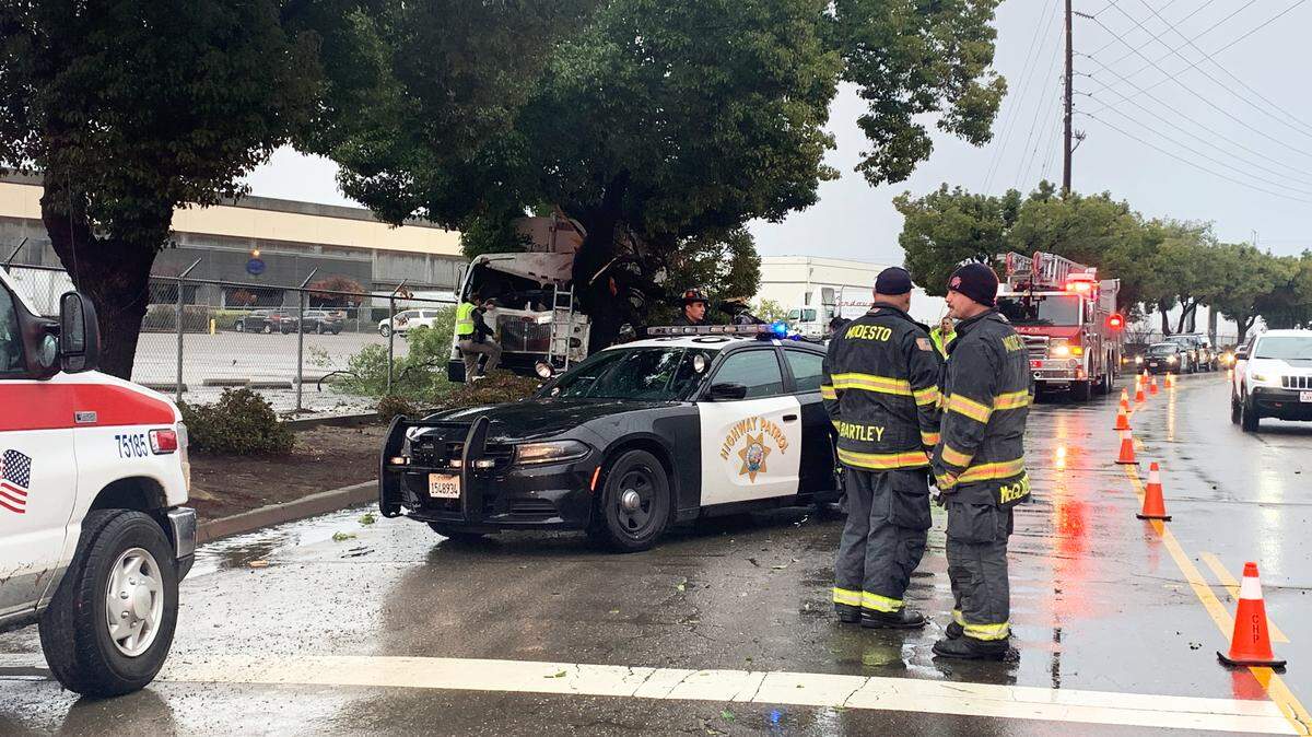 The scene of a fatal accident involving a garbage truck in the 3600 block of Finch Road in Modesto, California, on Monday, Dec. 2, 2019.