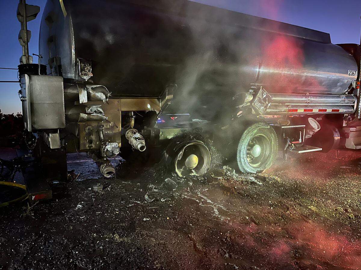 Aftermath of the gas truck fire early Saturday morning.