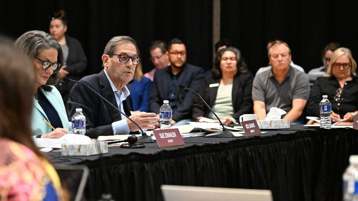 Modesto City Councilmember Nick Bavarro speaks at at a public workshop Wednesday, March 26, 2025, that included updates on bringing a professional soccer team and stadium to Modesto.
