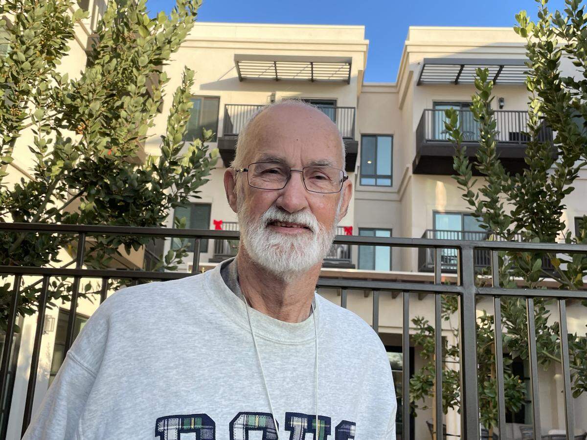 Jerry Terpsma was among the first residents of an apartment building added to the Bethany Home senior community in Ripon, Calif. He took part in a Dec. 17, 2025, event celebrating the three-story project.